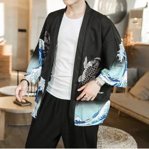 Veste Kimono Homme Carpe Koi en style japonais