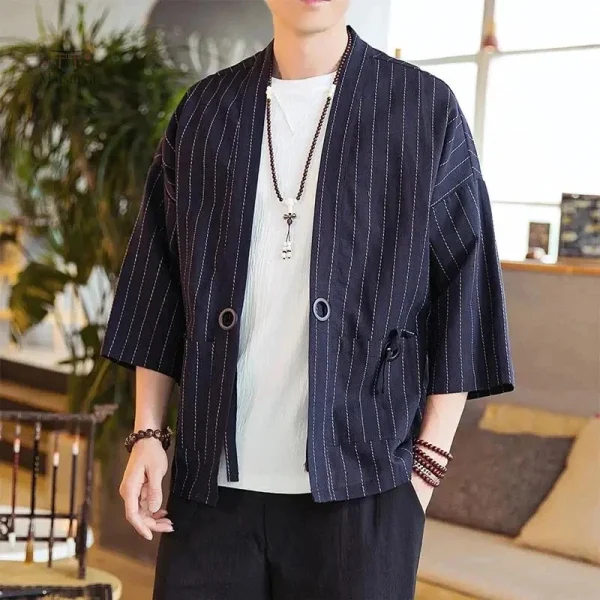veste-kimono-homme-courte-japonaise-1 Veste kimono courte homme style japonais