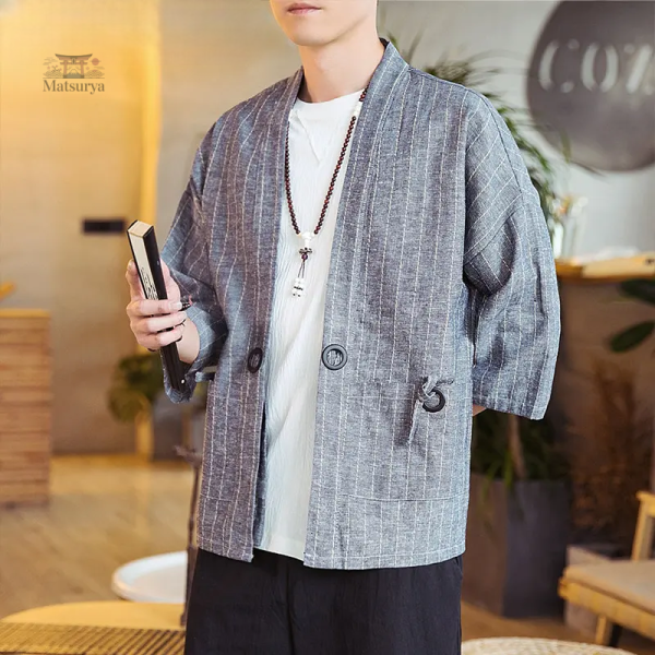 Veste de kimono pour homme, coupe courte