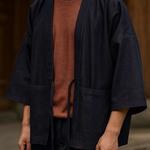 Veste kimono homme décontractée en jean