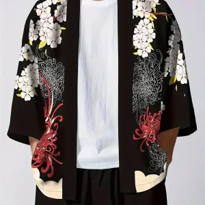 Veste kimono homme fleuri élégante et tendance