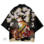 Veste kimono homme avec imprimé fleuri coloré