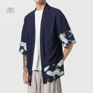 Veste Kimono Homme avec motifs de grues
