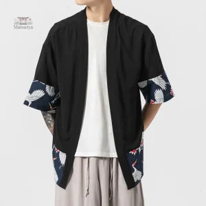 Kimono homme léger aux motifs de grues