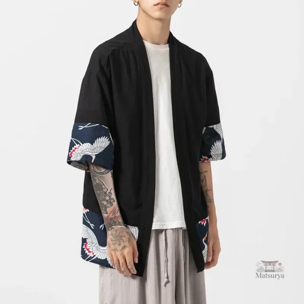 Veste kimono homme avec imprimé de grues