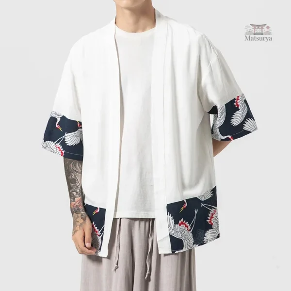 Kimono pour homme avec décorations de grues