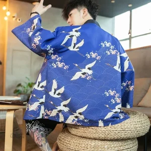 Veste Kimono Homme Grues Tsuru élégante et stylée