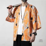 Veste kimono homme avec motifs de grues volantes