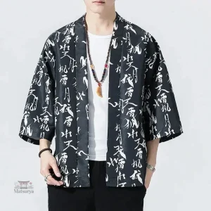 Veste Kimono Homme Kanji élégante et stylée