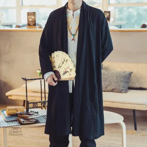Veste longue pour homme, style kimono