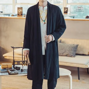 Kimono homme décontracté, coupe longue