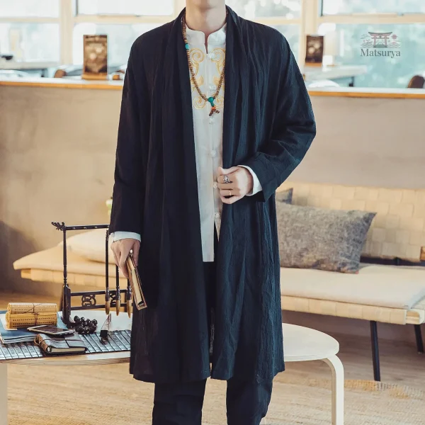 Kimono homme décontracté, coupe longue
