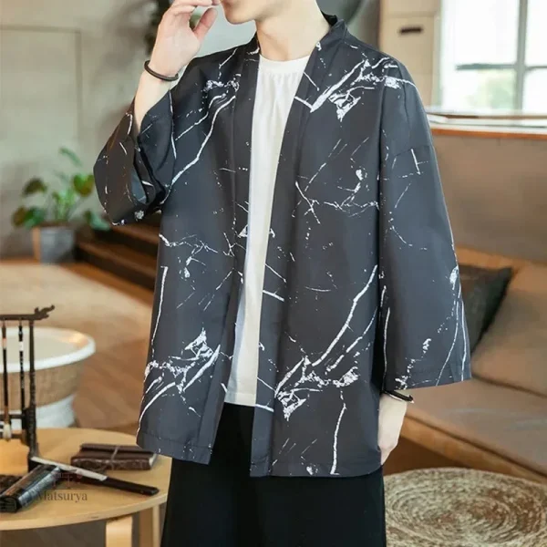 veste-kimono-homme-marbre-1 Veste Kimono Homme Marbré, style moderne et élégant