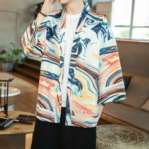 Veste kimono multicolore pour homme