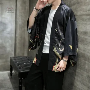 Veste kimono homme en tissu naturel