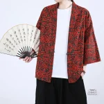 Veste Kimono Rouge et Noir pour homme en style moderne