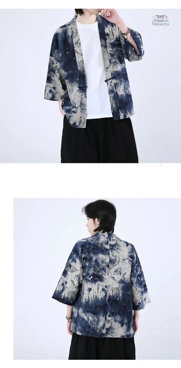 Veste japonaise homme, design kimono authentique