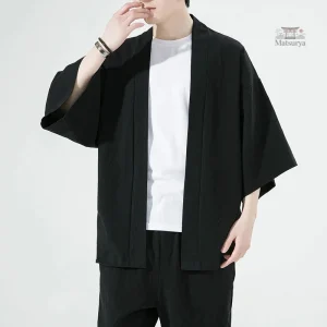 Veste kimono noire pour homme