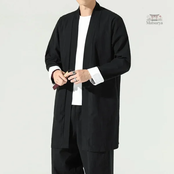veste-kimono-style-japonais-classique-1 Veste kimono japonaise classique pour homme