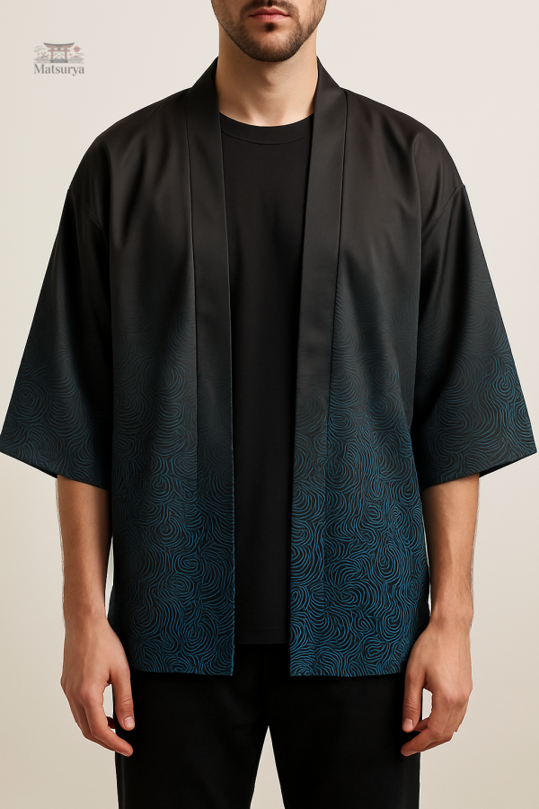 veste-kimono-vague-degradee-1 Veste Kimono Dégradée pour homme, style japonais