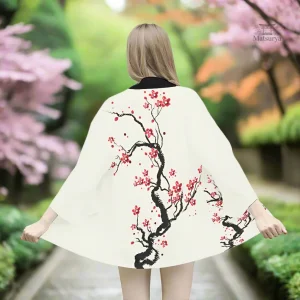 Veste Kimono Femme Légère Blanche