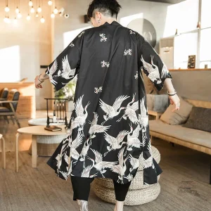 Veste longue kimono homme en tissu léger