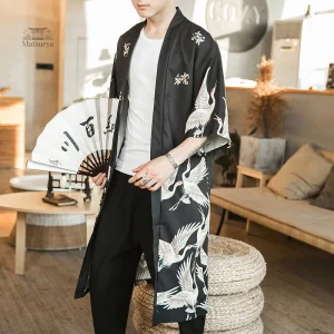 Kimono homme style long avec ceinture