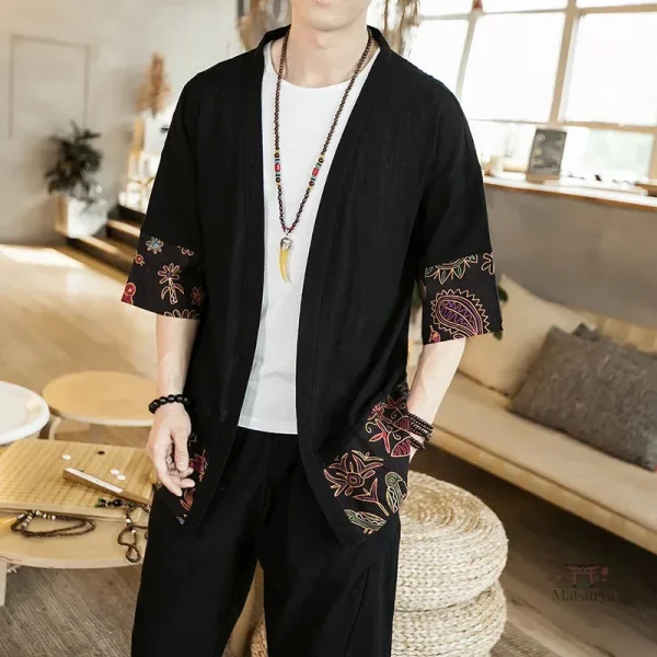 Kimono Homme Noir élégant et confortable