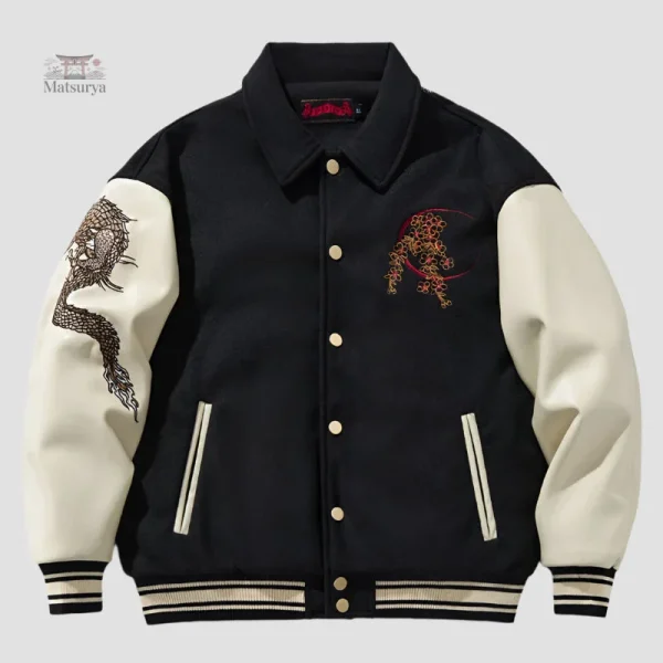 Sukajan brodé avec motif de dragon
