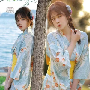 Yukata bleu pour femme